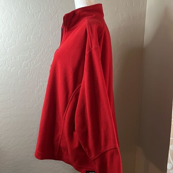 LANDS’ End red half zip long sleeve high neck shacket warm top Polartec large - Picture 6 of 12